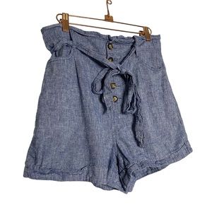 Express Linen Blend Shorts High Rise Waist Medium